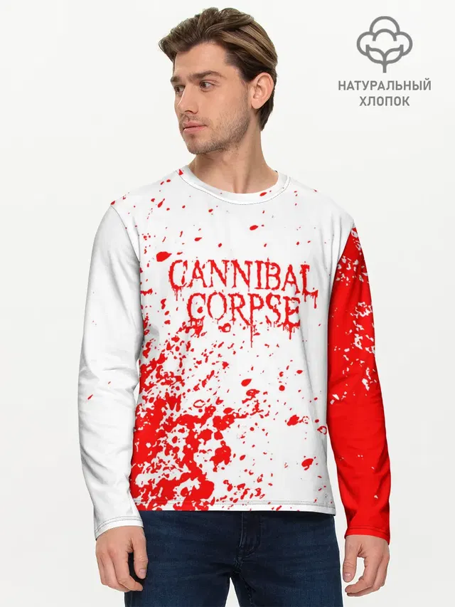 Мужской лонгслив базовый с принтом «Cannibal Corpse»