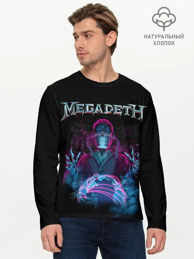 Мужской лонгслив базовый с принтом «Megadeth»