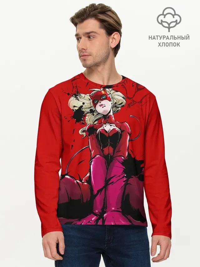 Мужской лонгслив базовый с принтом «пантера persona 5»