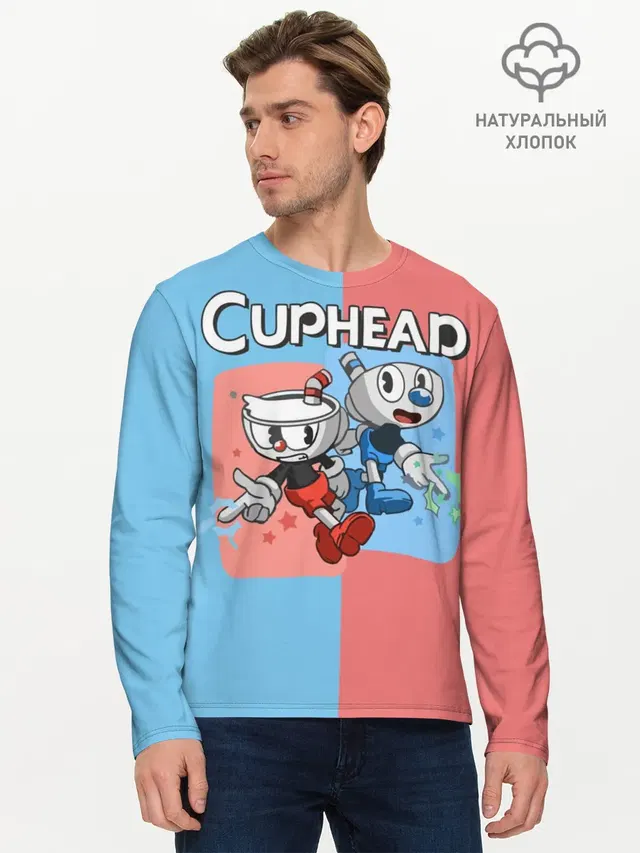 Мужской лонгслив базовый с принтом «Caphead»