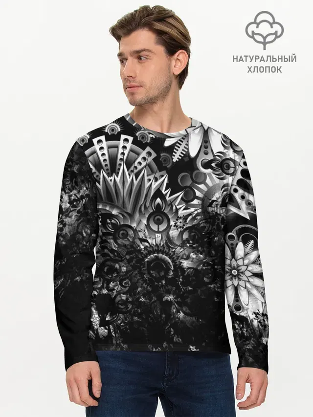 Мужской лонгслив базовый с принтом «Floral Pattern»