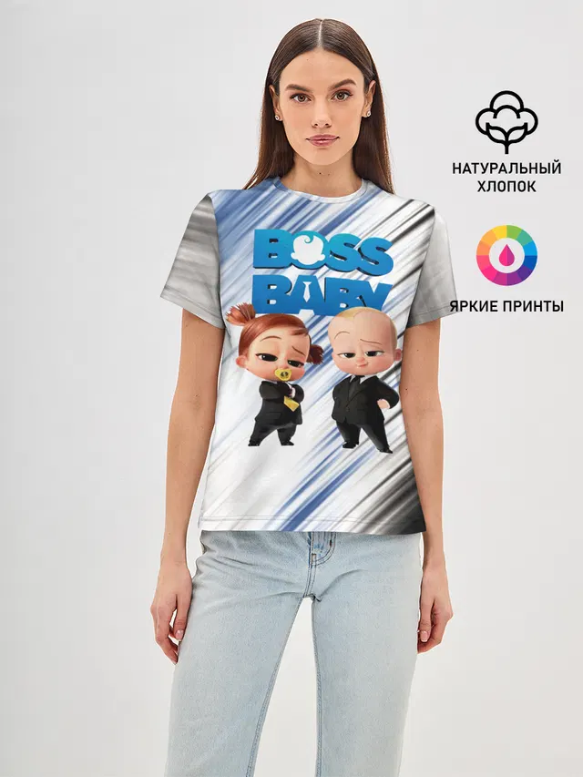 Женская базовая футболка с принтом «Босс-молокосос — Boss Baby»