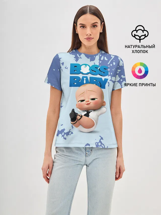 Женская базовая футболка с принтом «Босс-молокосос — Boss Baby»