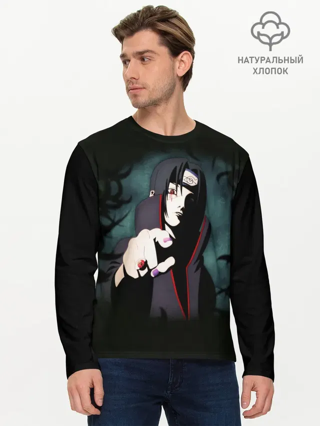 Мужской лонгслив базовый с принтом «Итачи Аниме | Anime Itachi»