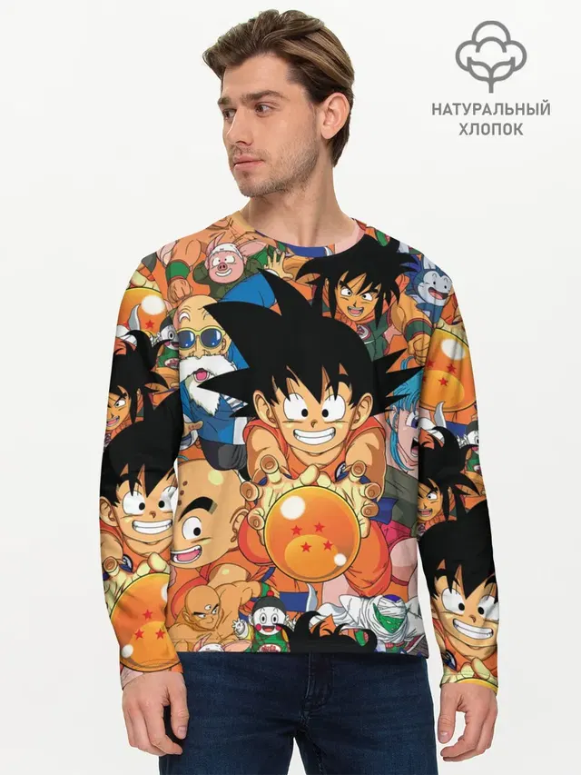 Мужской лонгслив базовый с принтом «Goku»