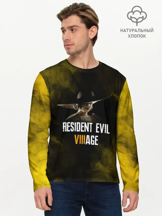Мужской лонгслив базовый с принтом «Lady Dimitrescu — RESIDENT EVIL VILLAGE»
