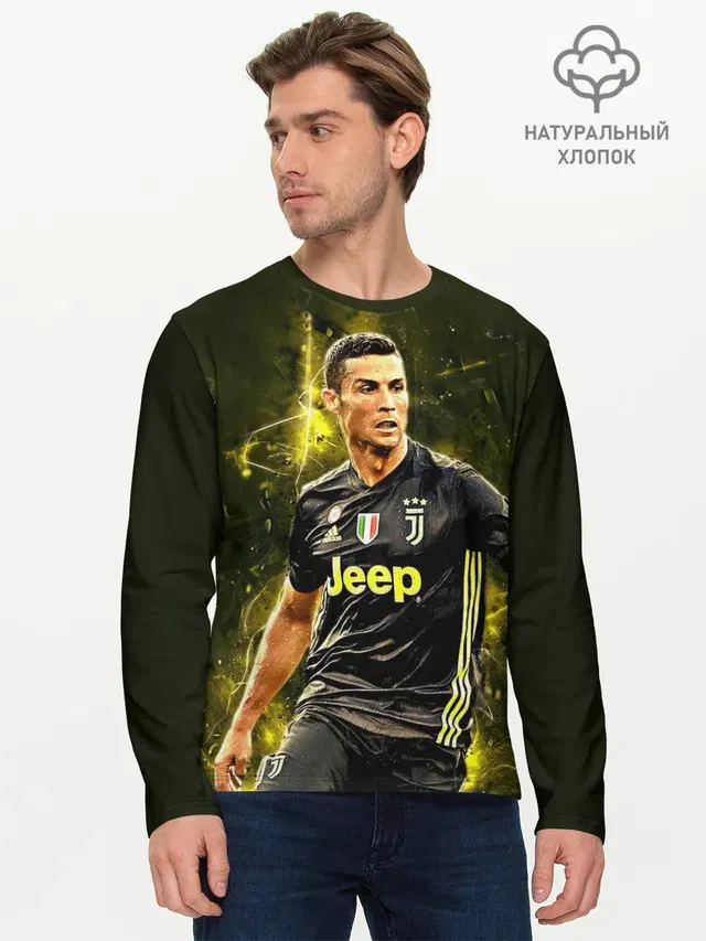 Мужской лонгслив базовый с принтом «Ювентус — Cristiano Ronaldo»