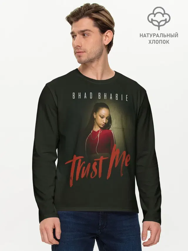 Мужской лонгслив базовый с принтом «Bhad Bhabie — Bhad Bhabie Trust me»