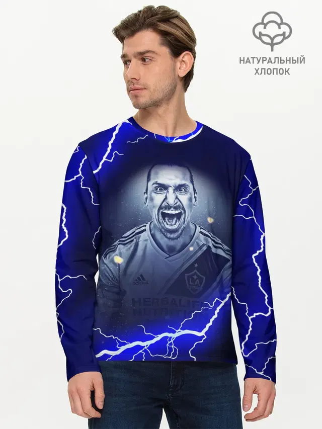 Мужской лонгслив базовый с принтом «Златан Ибрагимович ZLATAN»