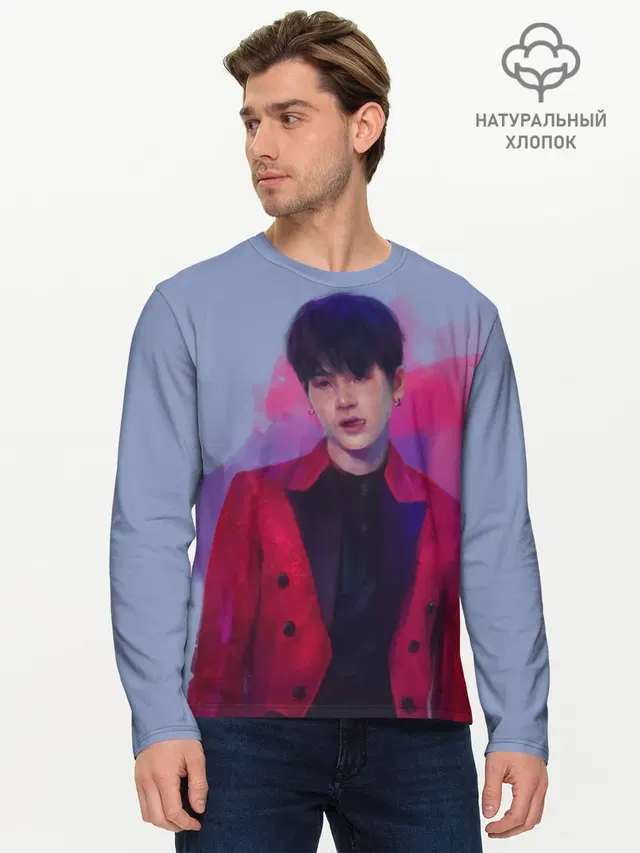 Мужской лонгслив базовый с принтом «BTS — Kim Seokjin»