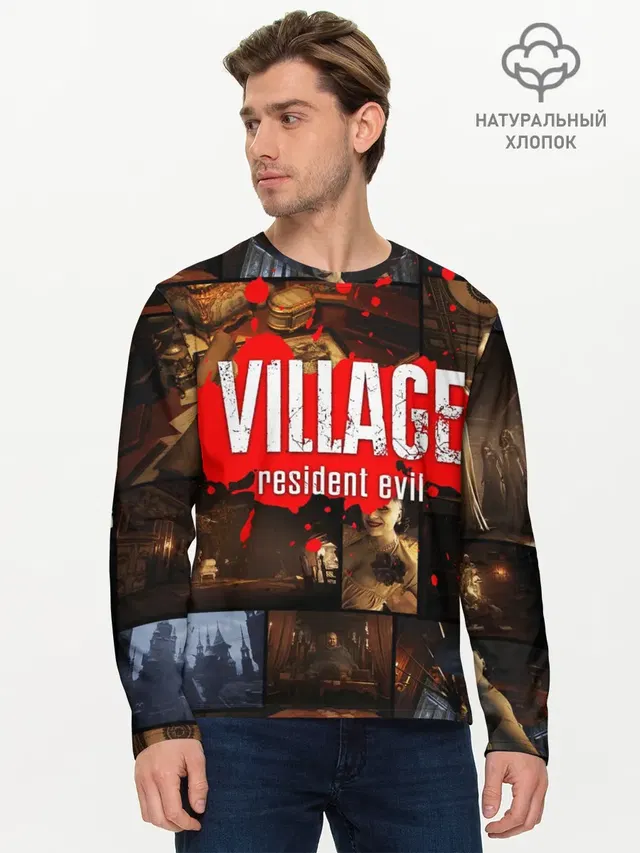 Мужской лонгслив базовый с принтом «Castle Dimitrescu — RESIDENT EVIL 8 VILLAGE»