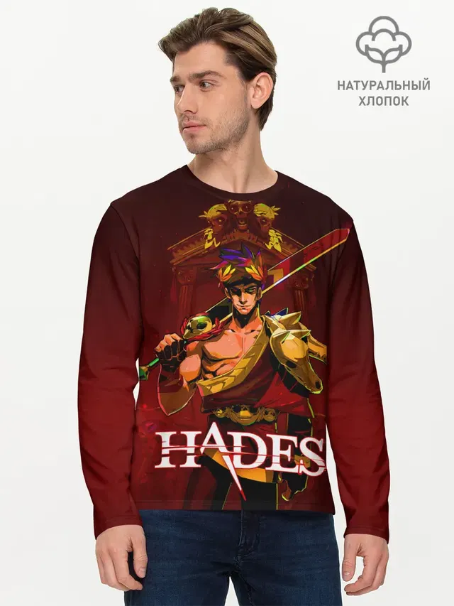 Мужской лонгслив базовый с принтом «Zagreus Hades»