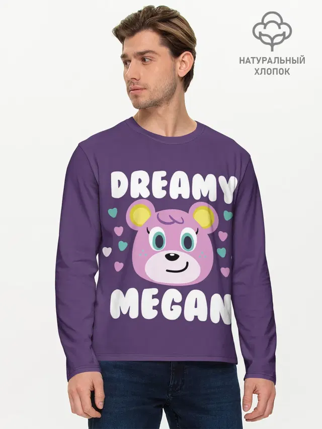 Мужской лонгслив базовый с принтом «Animal Crossing — Dreamy Megan»