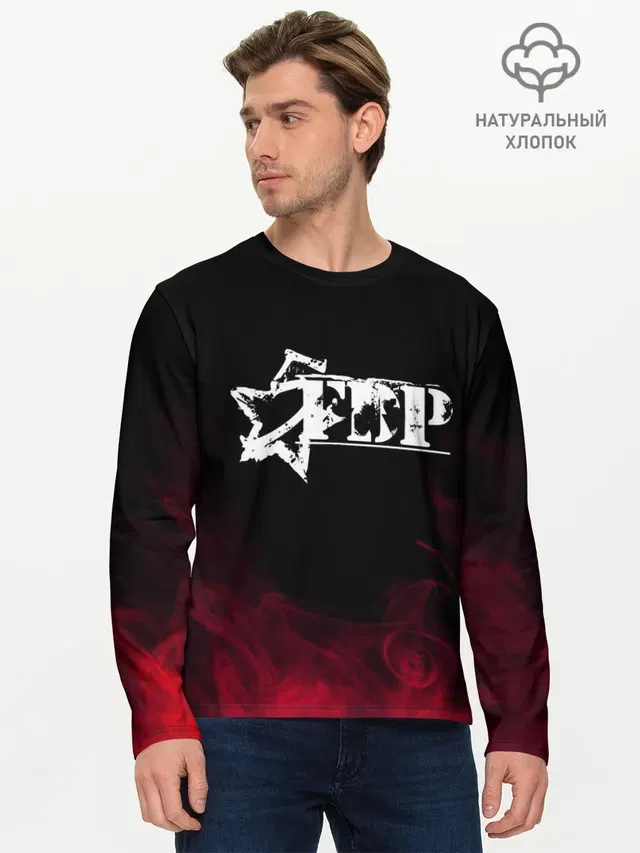 Мужской лонгслив базовый с принтом «5Fdp RED Smoke»