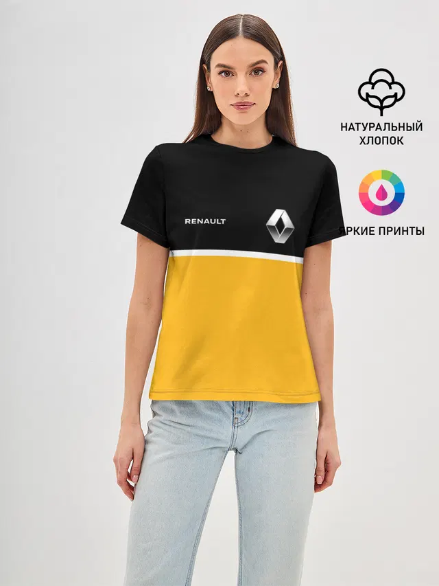 Женская базовая футболка с принтом «Renault Два цвета — Два цвета»