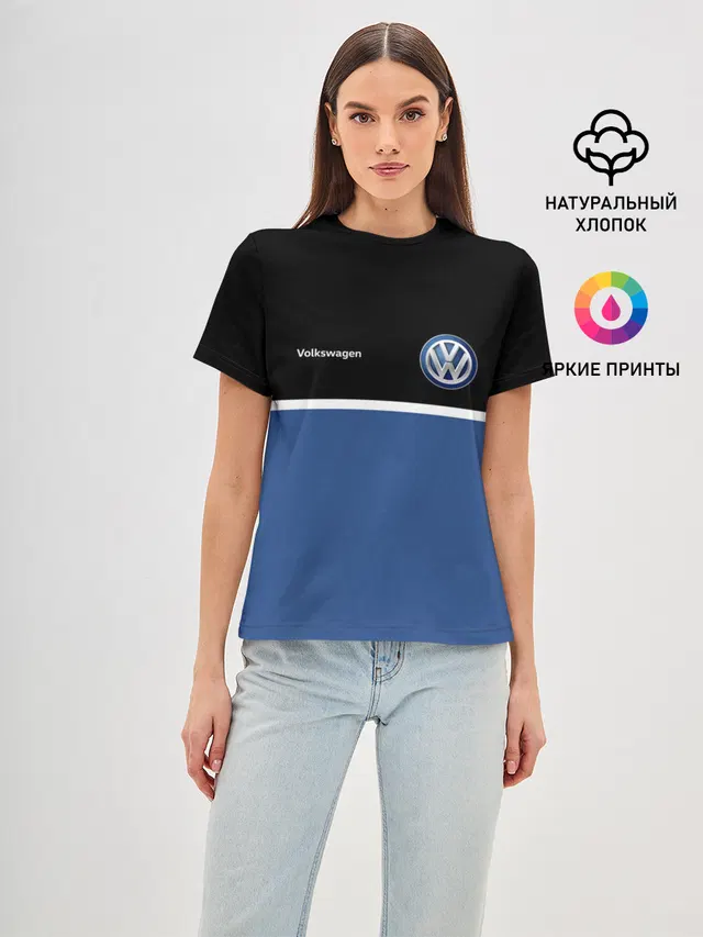 Женская базовая футболка с принтом «Volkswagen — VW — Два цвета»