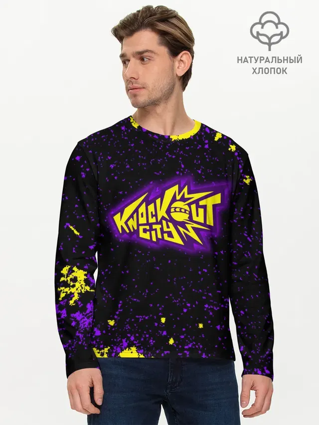 Мужской лонгслив базовый с принтом «The knockout city — Knockout City, logo»