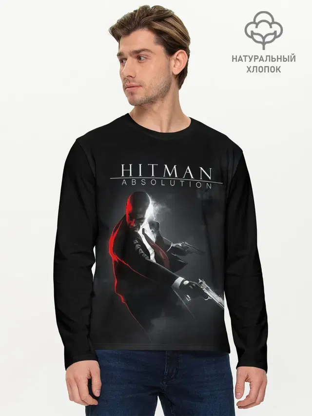Мужской лонгслив базовый с принтом «Hitman — Hitman Absolution»