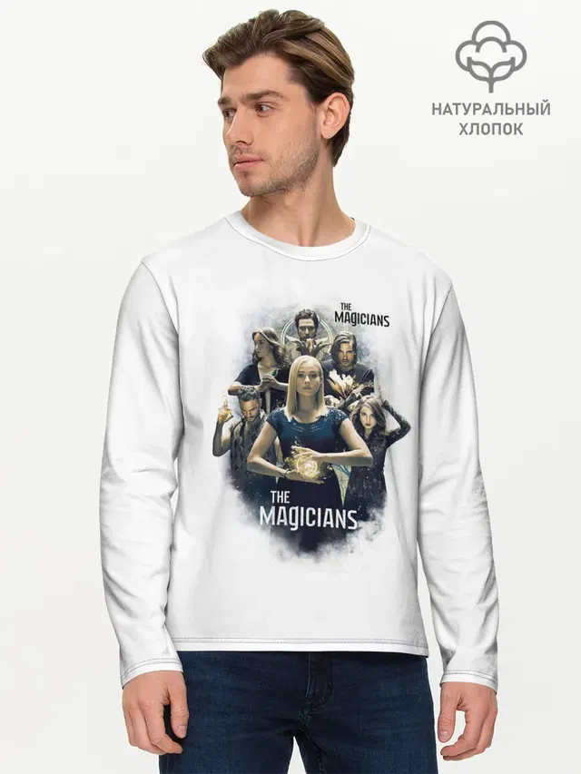 Мужской лонгслив базовый с принтом «The Magicans»