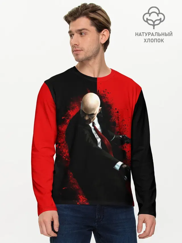 Мужской лонгслив базовый с принтом «Hitman — Hitman splash»