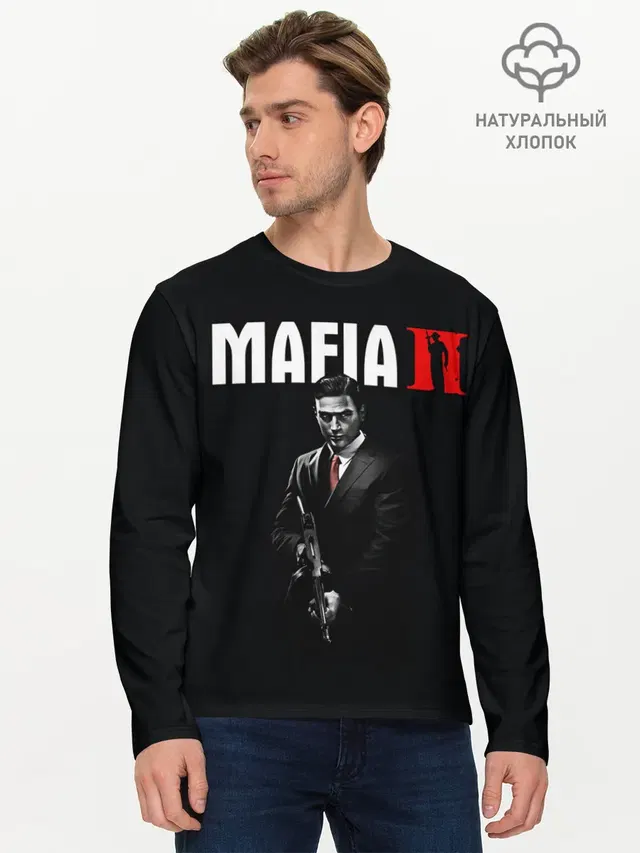 Мужской лонгслив базовый с принтом «Mafia — Месть Вито»