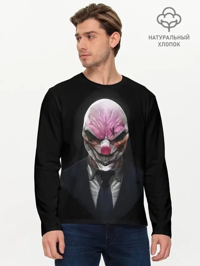 Мужской лонгслив базовый с принтом «Payday — Hoxton»