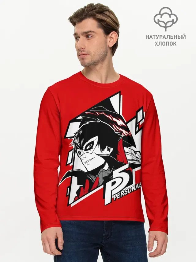 Мужской лонгслив базовый с принтом «Persona 5 — Ren Amamiya»