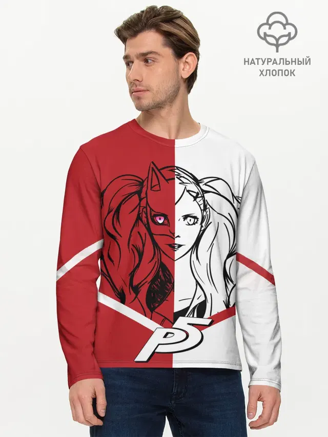 Мужской лонгслив базовый с принтом «Persona 5 — Ann Takamaki»