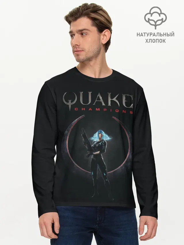 Мужской лонгслив базовый с принтом «Quake — Агент постижения»
