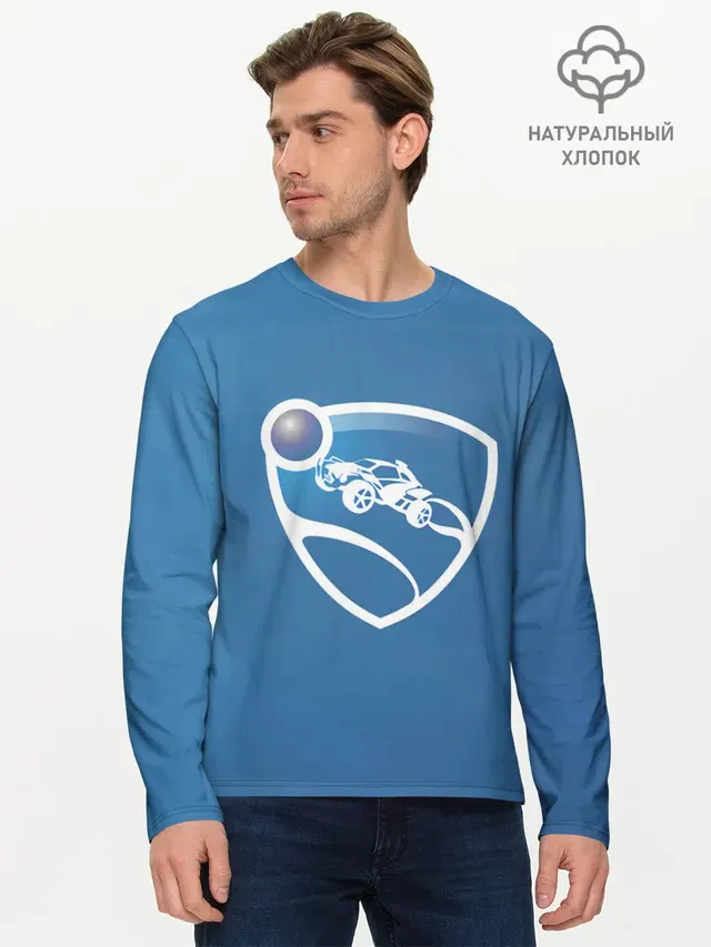 Мужской лонгслив базовый с принтом «Rocket League — Rocket League Fan»