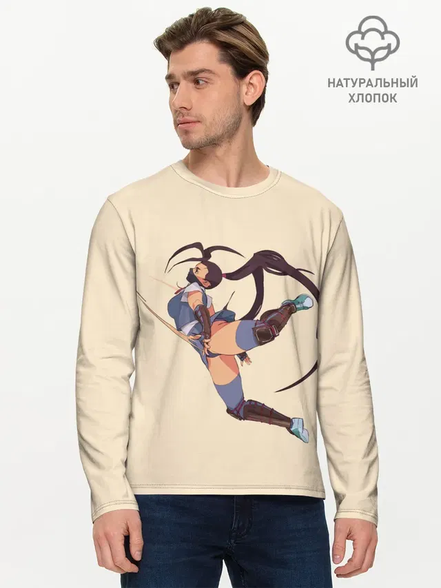 Мужской лонгслив базовый с принтом «Street Fighter — Ибуки»