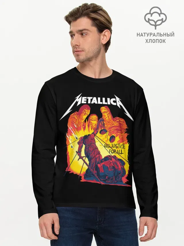 Мужской лонгслив базовый с принтом «Metallica — Justice for all»