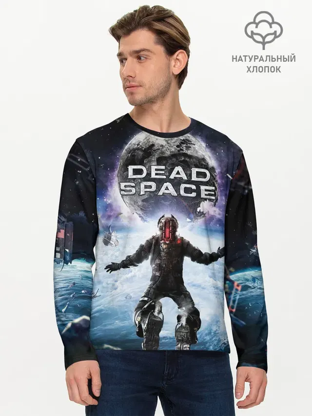 Мужской лонгслив базовый с принтом «Dead Space — Айзек в мертвом космосе»