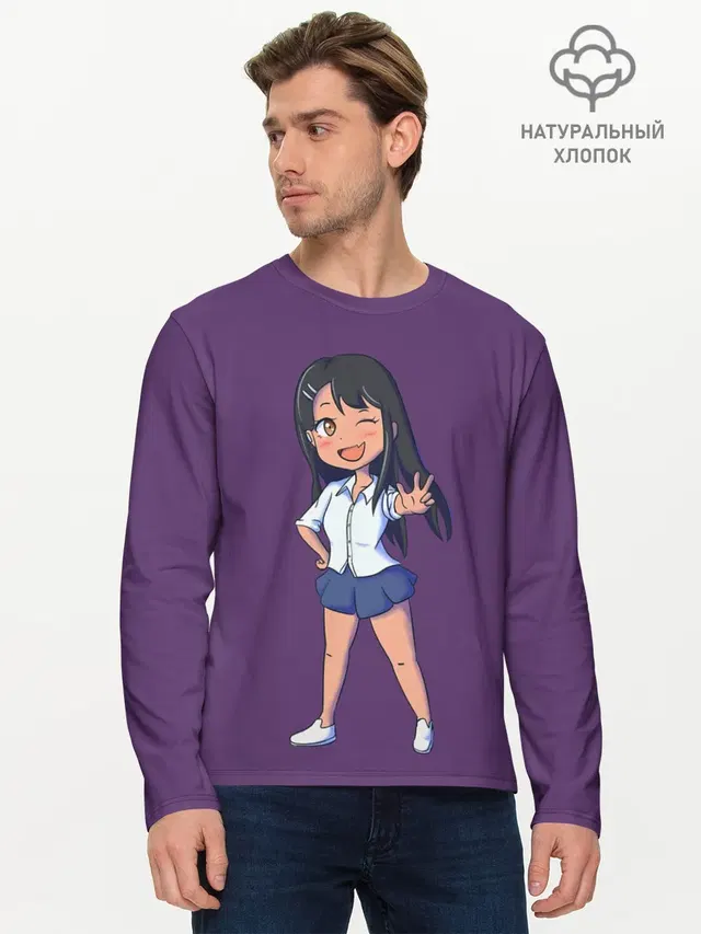 Мужской лонгслив базовый с принтом «Ms. Nagatoro»