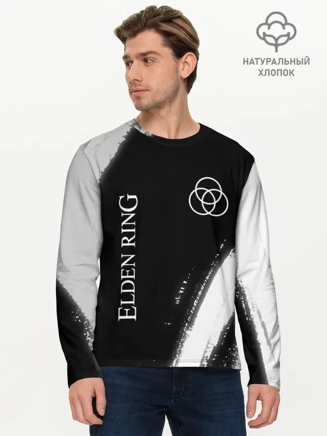 Мужской лонгслив базовый с принтом «Elden Ring - Brush»
