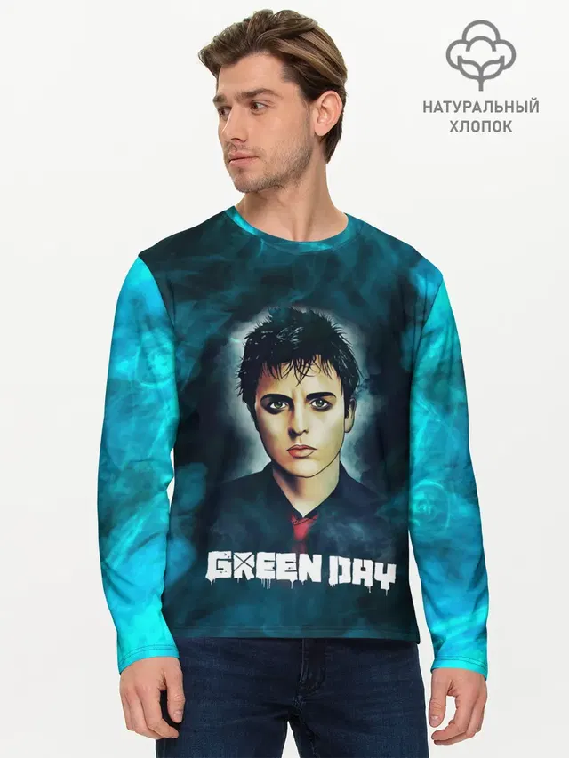 Мужской лонгслив базовый с принтом «Green Day — Billie — ГринДай»