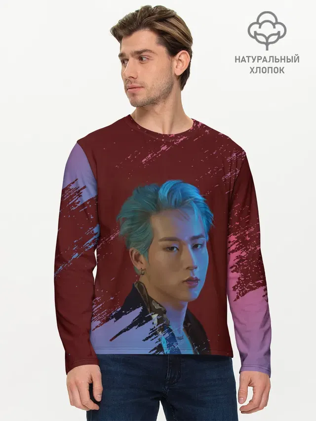 Мужской лонгслив базовый с принтом «MONSTA X — MX»