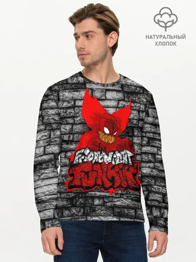 Мужской лонгслив базовый с принтом «Friday Night Funkin TrickyWall»