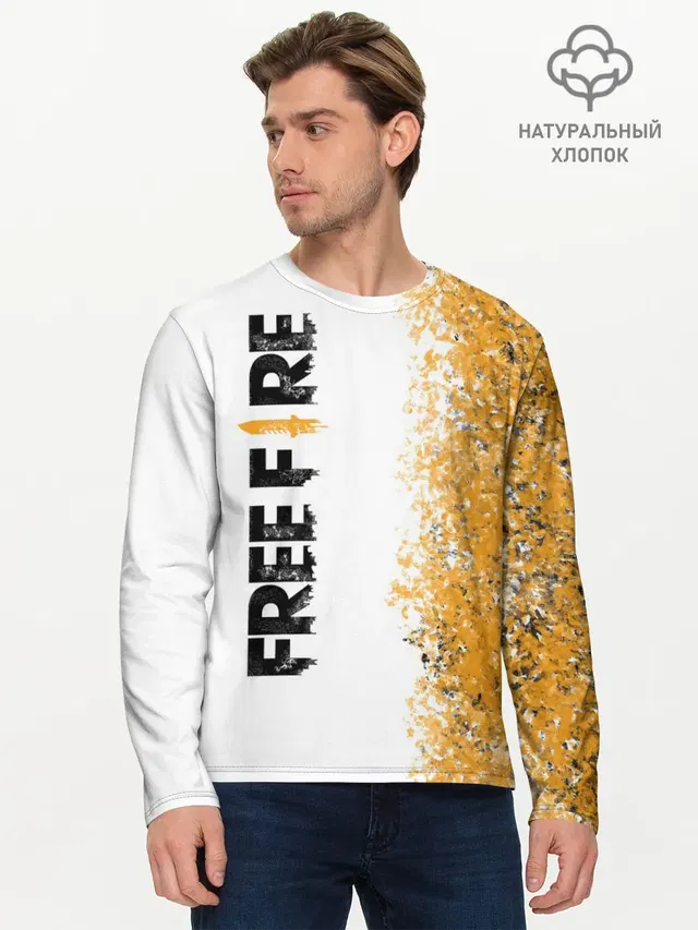 Мужской лонгслив базовый с принтом «Grunge texture — FREE FIRE»