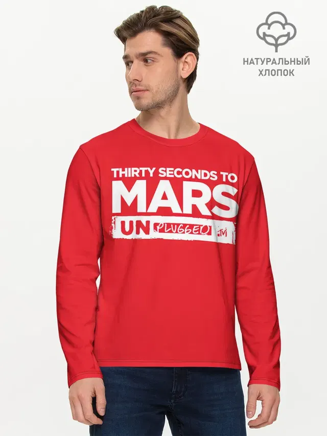 Мужской лонгслив базовый с принтом «30 Seconds to Mars — Thirty Seconds to Mars UN PLUGGED»
