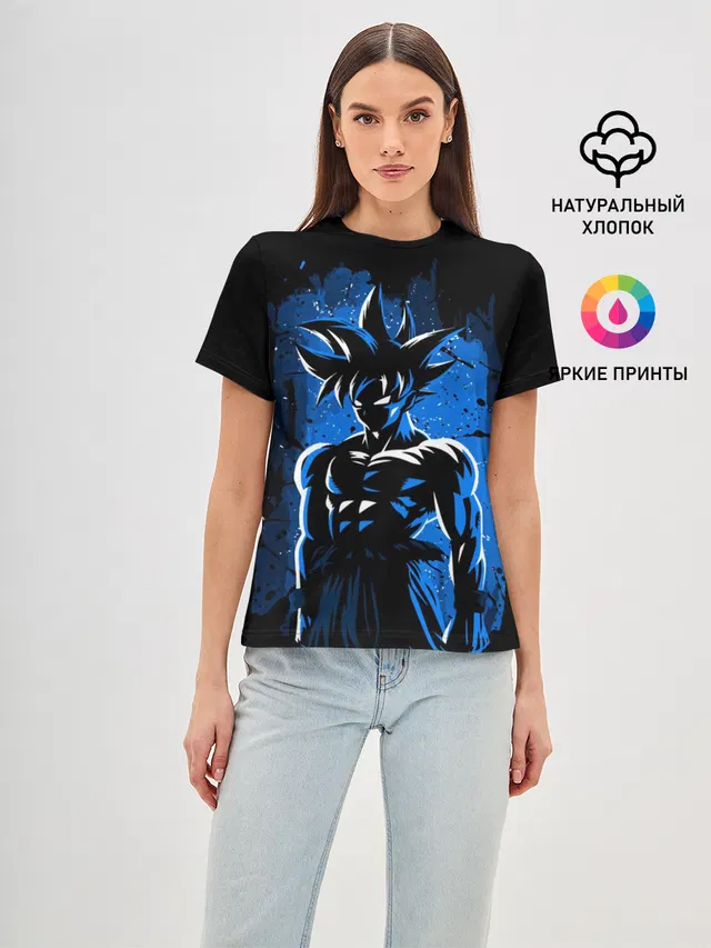 Женская базовая футболка с принтом «Dragon ball — ГОКУ, GOKU»