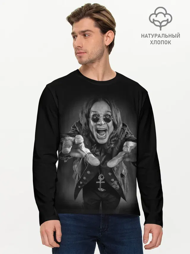 Мужской лонгслив базовый с принтом «Ozzy Osbourne»
