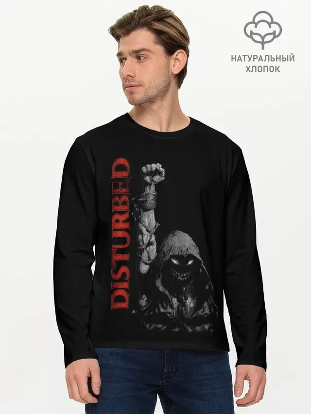 Мужской лонгслив базовый с принтом «Disturbed»
