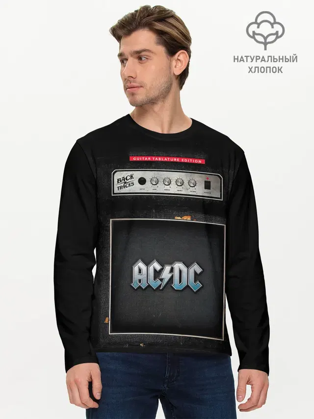 Мужской лонгслив базовый с принтом «Backtracks - AC — Backtracks - AC/DC»