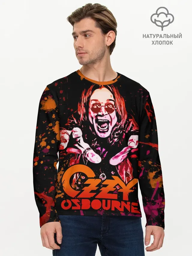 Мужской лонгслив базовый с принтом «Ozzy Osbourne»