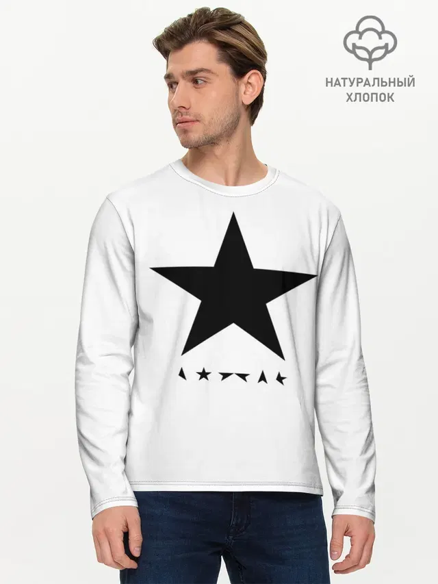 Мужской лонгслив базовый с принтом «David Bowie — Blackstar - David Bowie»