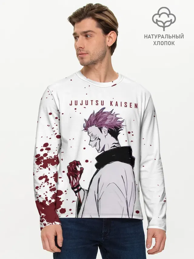 Мужской лонгслив базовый с принтом «Магическая битва — Ryomen Sukuna Jujutsu Kaisen»