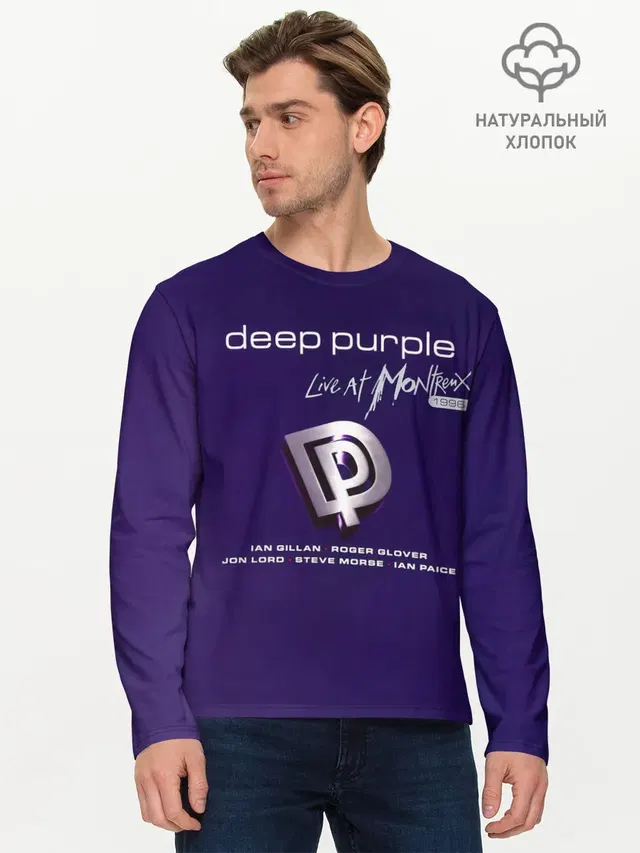 Мужской лонгслив базовый с принтом «Deep Purple — Deep Purple - Live at Montreux 1996»