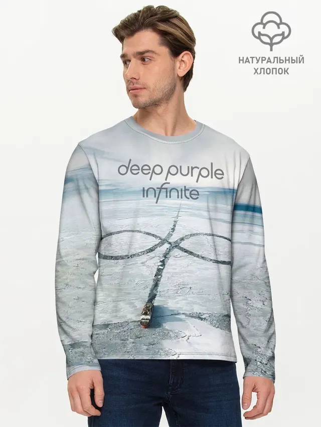 Мужской лонгслив базовый с принтом «Infinite - Deep — Infinite - Deep Purple»