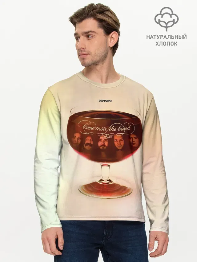 Мужской лонгслив базовый с принтом «Come Taste the Band — Come Taste the Band - Deep Purple»